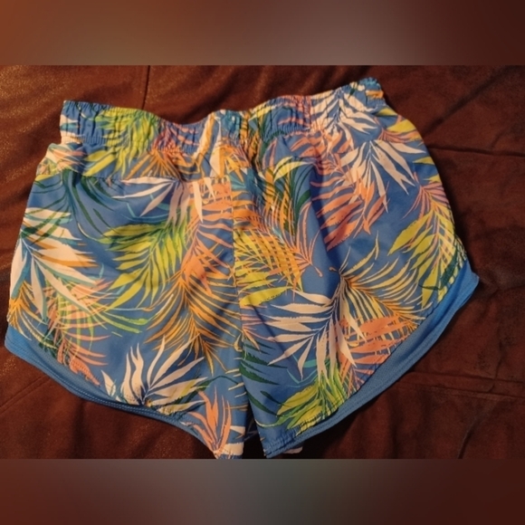 ATHLETIC WORKS, WOMENS BLUE TROPICAL DRIWORKS SHORTS L 12-14 - Picture 4 of 6